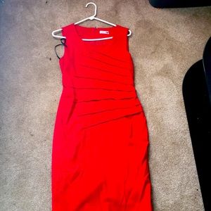 Red Calvin Klein dress mid high very fashionable